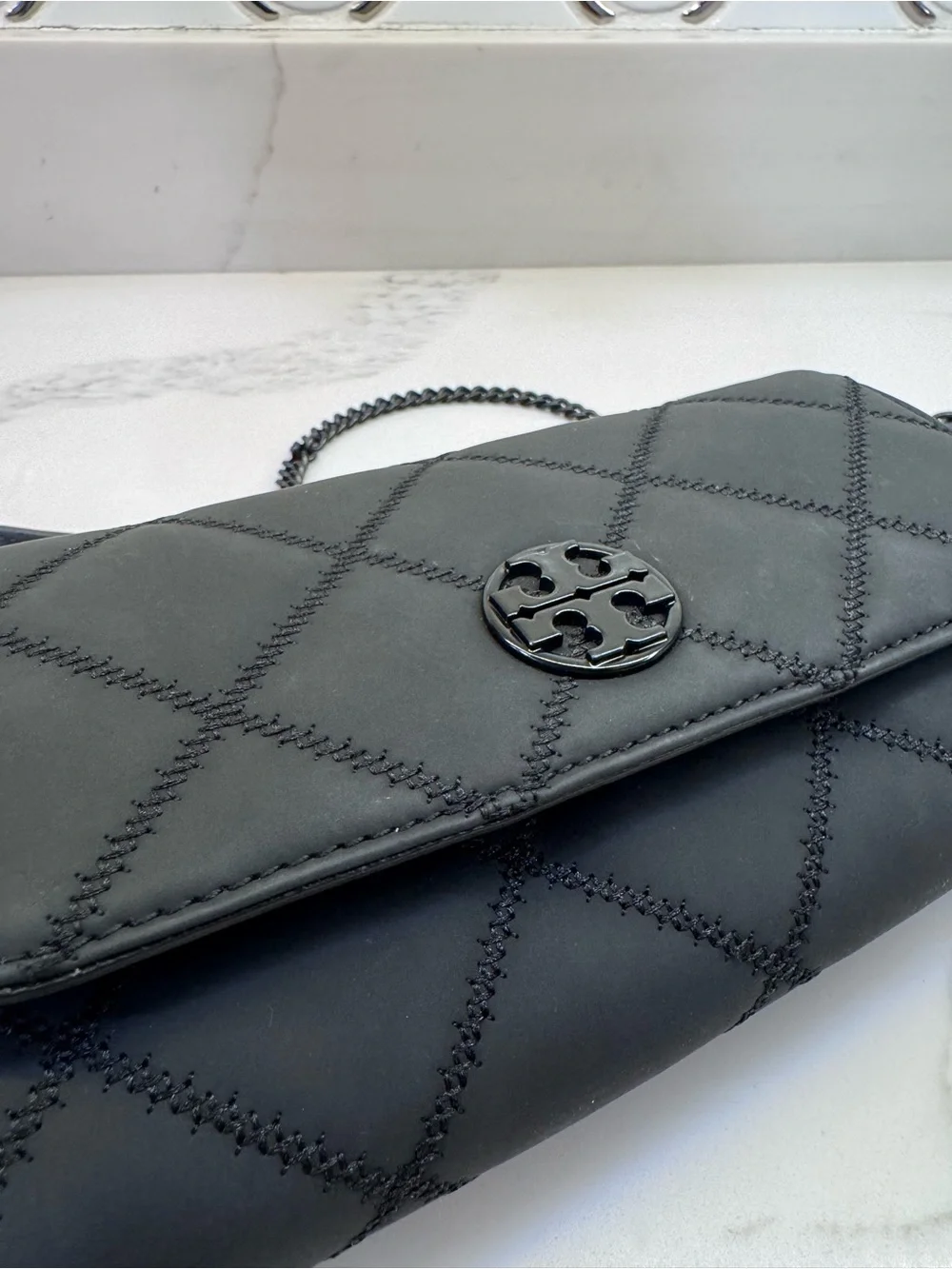 Tory Burch Black Quilted Logo Crossbody